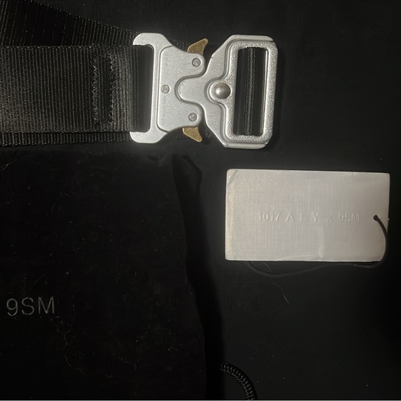 1017 ALYX 9SM Black Belt with Silver and Gold Buckle